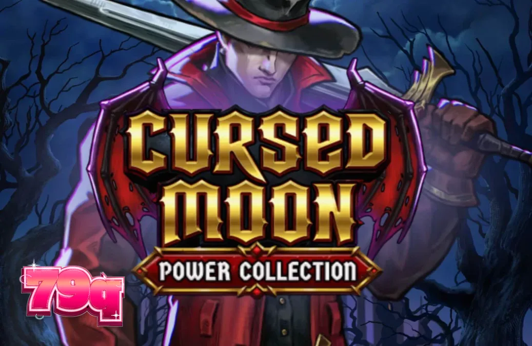 Cena de jogo do slot Cursed Moon Power Collection com o caçador e monstros