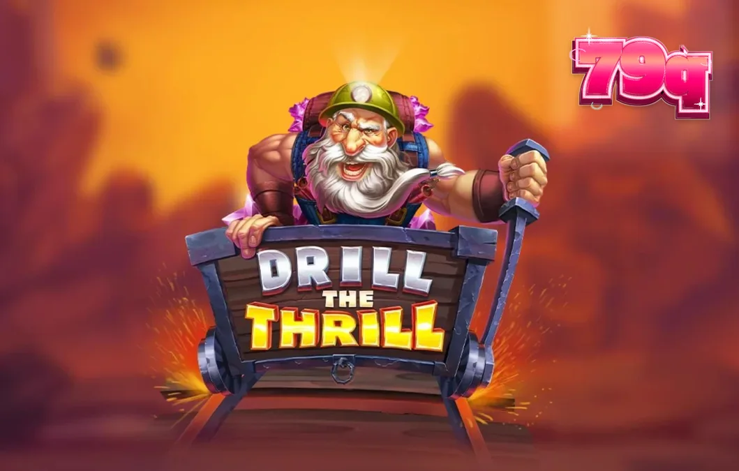 Interface do jogo de slot Drill The Thrill com minerador e brocas industriais